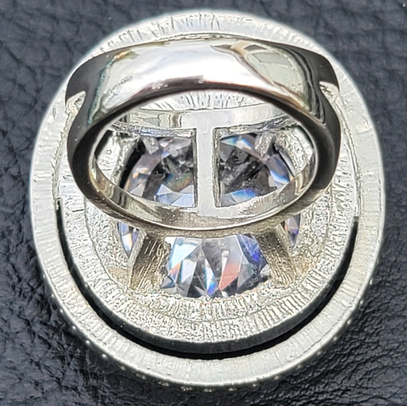 Huge Sparkly Statement Ring - Super Super Light Pink Center Stone - Estate - Picture 6 of 7